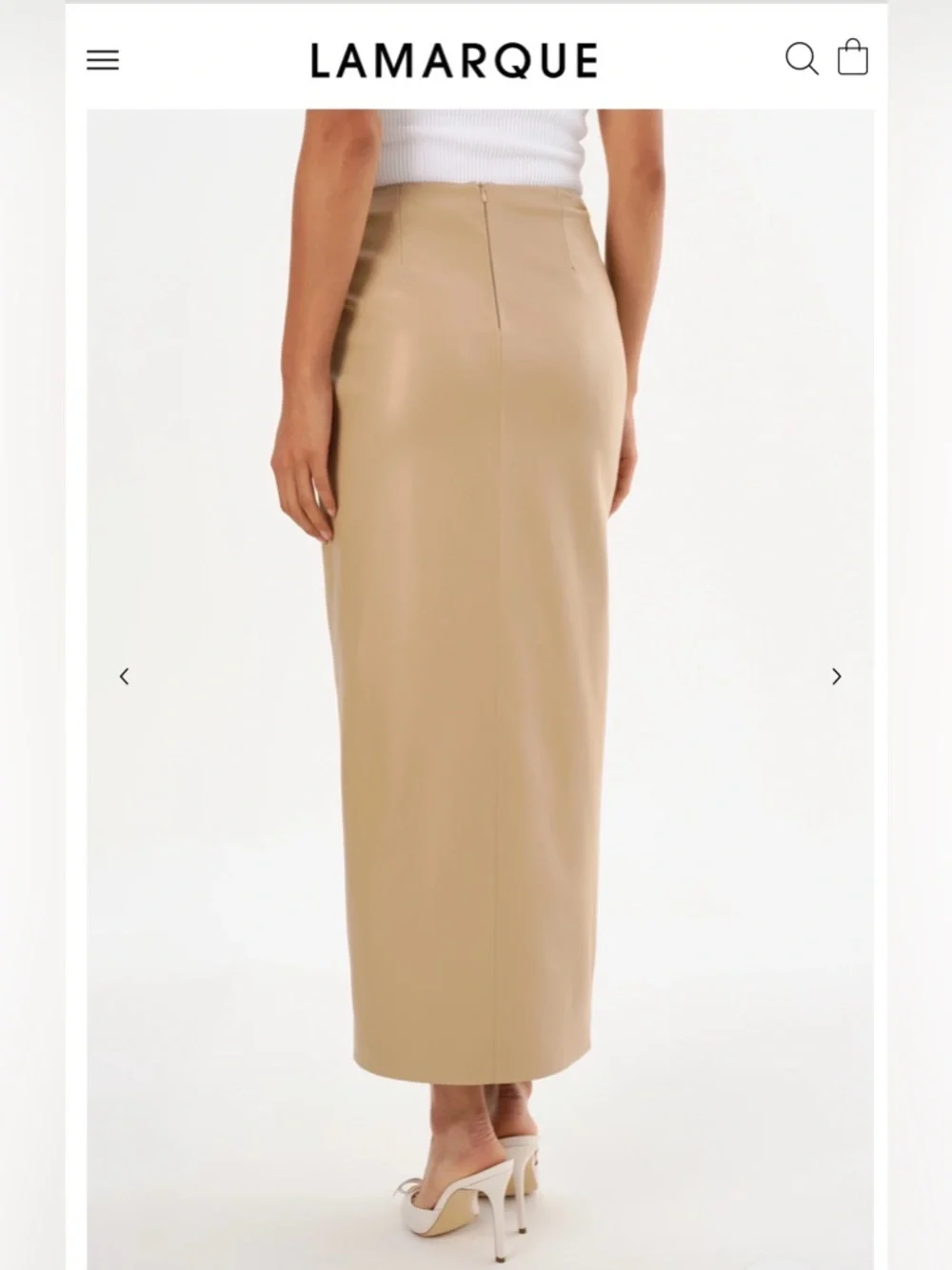 Lamarque Eileen Faux Leather Maxi Skirt Beige NWT Small